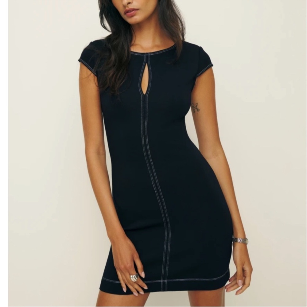 Reformation Navy Blue Carsyn Knit Mini Dress XS